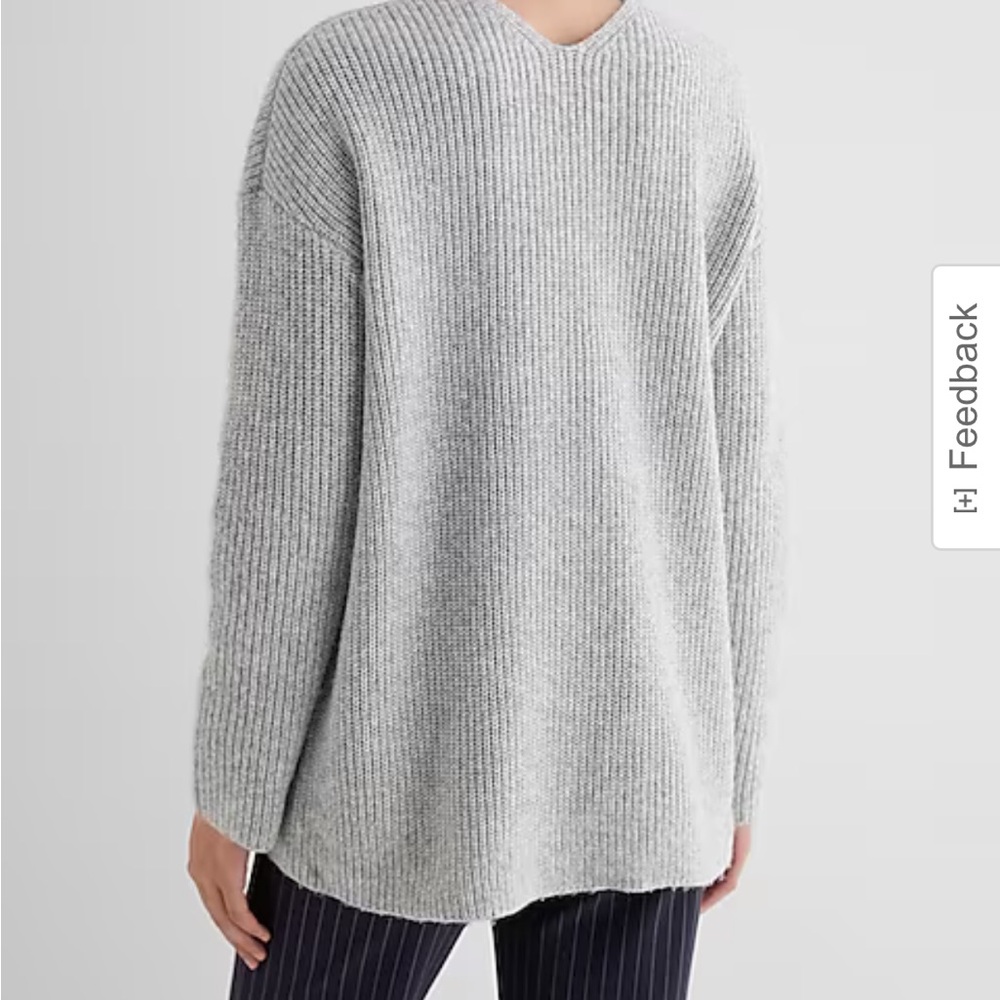 Express Ribbed V-neck Tunic Sweater